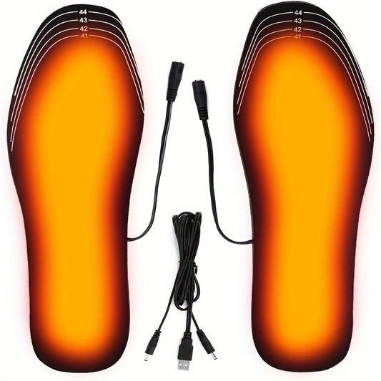 USB heated shoe insoles provide winter foot warmth without batteries, ideal for outdoor activities.