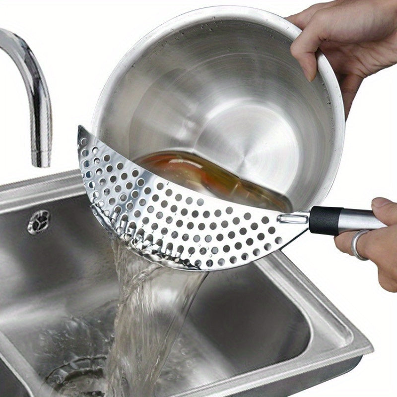 Stainless Steel Handheld Strainer - Ideal for Straining Pasta, Vegetables, and Fruits, Convenient Kitchen Tool for Easy Cleaning