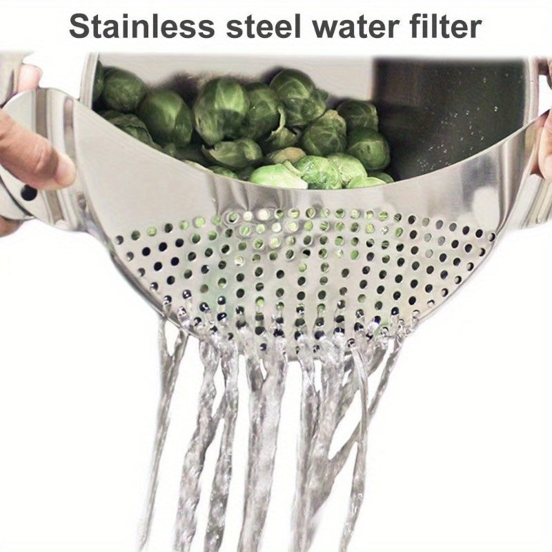 Stainless Steel Handheld Strainer - Ideal for Straining Pasta, Vegetables, and Fruits, Convenient Kitchen Tool for Easy Cleaning