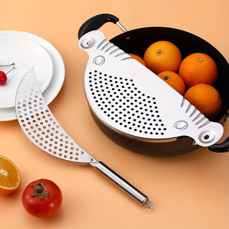 Stainless Steel Handheld Strainer - Ideal for Straining Pasta, Vegetables, and Fruits, Convenient Kitchen Tool for Easy Cleaning