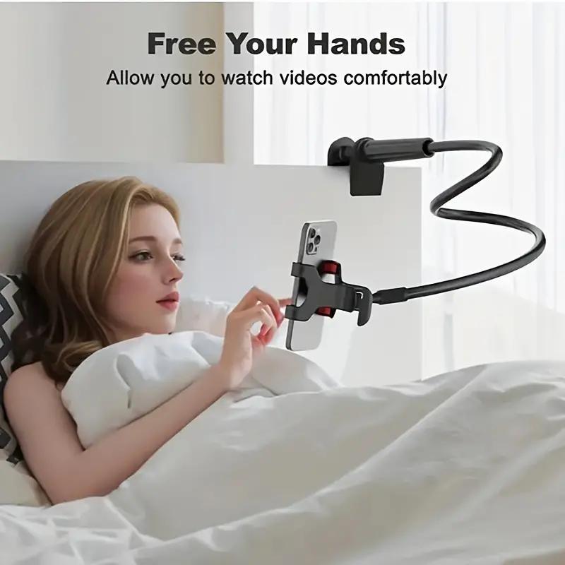 Flexible mobile phone holder with adjustable clamp, suitable for lazy postures, can be used on both bedside and desktop, with sturdy construction and easy to use.