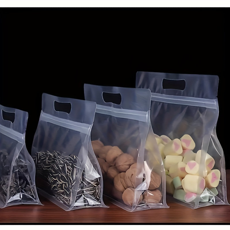 Essential for Kitchen Organization - 10 Reusable Zipper Bags for Food Storage in Transparent, Thickened Plastic - Perfect for Snacks, Mushrooms, Noodles, and More.