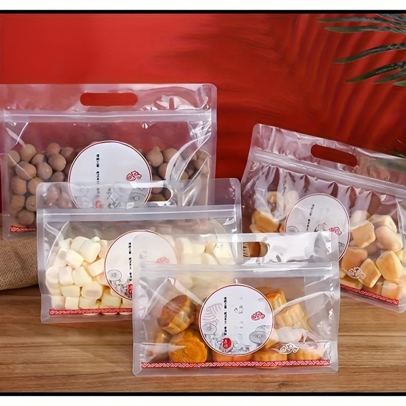 Essential for Kitchen Organization - 10 Reusable Zipper Bags for Food Storage in Transparent, Thickened Plastic - Perfect for Snacks, Mushrooms, Noodles, and More.