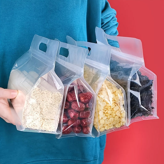 Essential for Kitchen Organization - 10 Reusable Zipper Bags for Food Storage in Transparent, Thickened Plastic - Perfect for Snacks, Mushrooms, Noodles, and More.