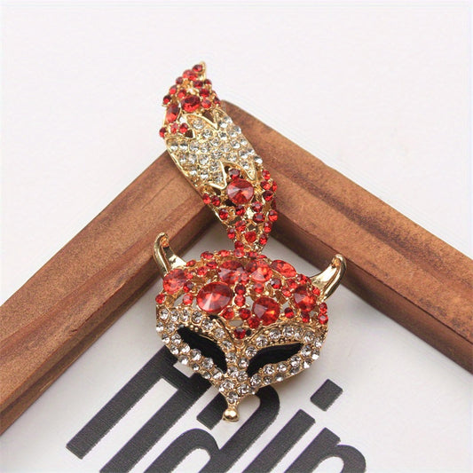 Chic Fox Emal va Rhinestone Brosh - Sviterlar, Palto va Kardiganlar uchun Zamonaviy Vintage Aksessuar