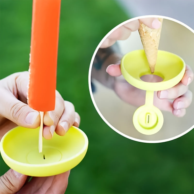 Silicone Ice Cream Grippers Set of 4 - Drip-Free Holders Perfect for All Ages, Great for Summer Parties & Outdoor Fun