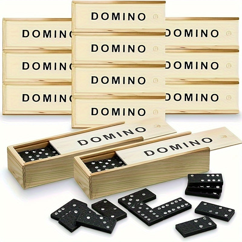 [Popular Choice] 28pcs Board Game Dominoes Toy in Wooden Box for Outdoor Camping and Travel