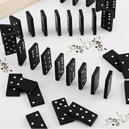 [Popular Choice] 28pcs Board Game Dominoes Toy in Wooden Box for Outdoor Camping and Travel