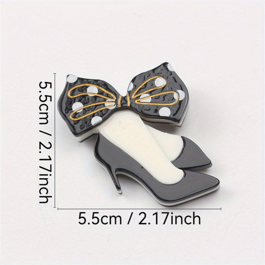 Luxurious Acrylic High Heel and Bow Tie Pins - Unique, Fashionable Buttons with Acetic Acid Accents for Accessories and Corsage Gifts