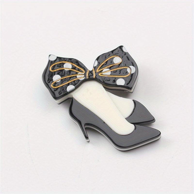 Luxurious Acrylic High Heel and Bow Tie Pins - Unique, Fashionable Buttons with Acetic Acid Accents for Accessories and Corsage Gifts