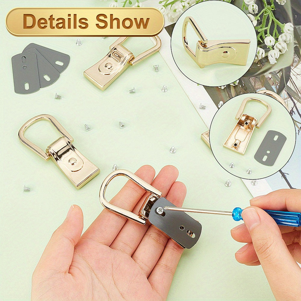 Alloy Metal Side Clip Buckles Set of 4, Rectangular D Ring Hanging Clasps, Connector for Chain Straps, DIY Handbag Hardware, Suspension Accessories for Shoulder Bags