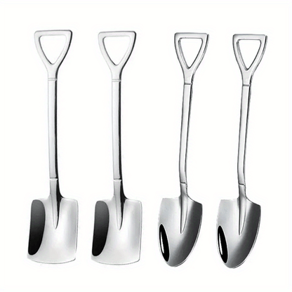 Stainless Steel Coffee Scoops - Set of 4, Food Grade Dessert and Ice Cream Spoons, Built to Last for Camping and Travel