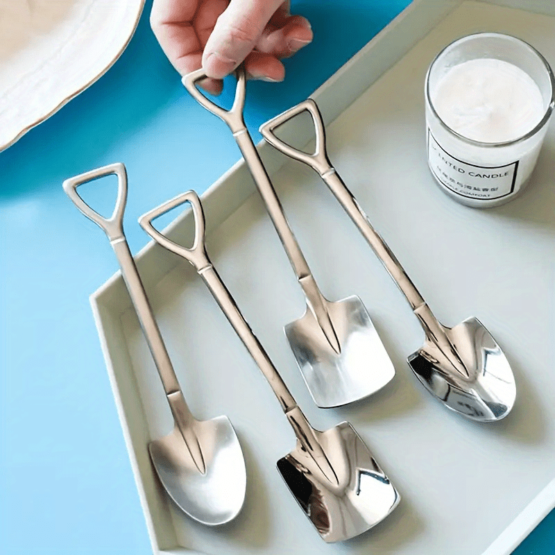 Stainless Steel Coffee Scoops - Set of 4, Food Grade Dessert and Ice Cream Spoons, Built to Last for Camping and Travel