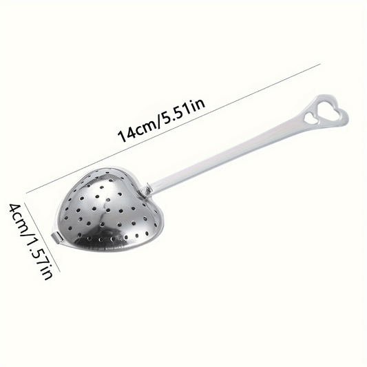 Elegant Heart-Shaped Tea Strainer made of Durable Stainless Steel, featuring a Long Handle and Fine Mesh Filter - Perfect for Home and Office, Great Gift for Eid Al-Adha.