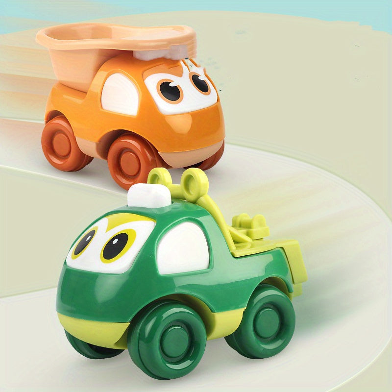 Introducing our Cartoon Inertia Powered Vehicles for Kids - featuring a Fire Truck, Dump Truck, and Space Car! These plastic construction toys require no charging or batteries, and are perfect for children aged 3-6 years. Each vehicle comes in assorted