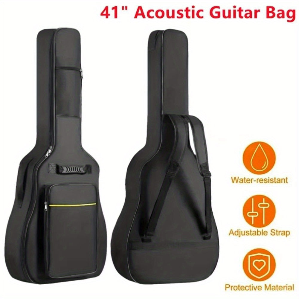 104.14cm Oxford Fabric Guitar Gig Bag - Waterproof, Thick Padded Interior - Black - Fits Acoustic & Classical Guitars