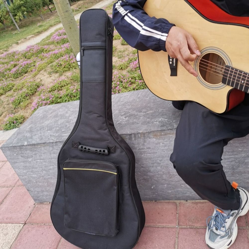 104.14cm Oxford Fabric Guitar Gig Bag - Waterproof, Thick Padded Interior - Black - Fits Acoustic & Classical Guitars