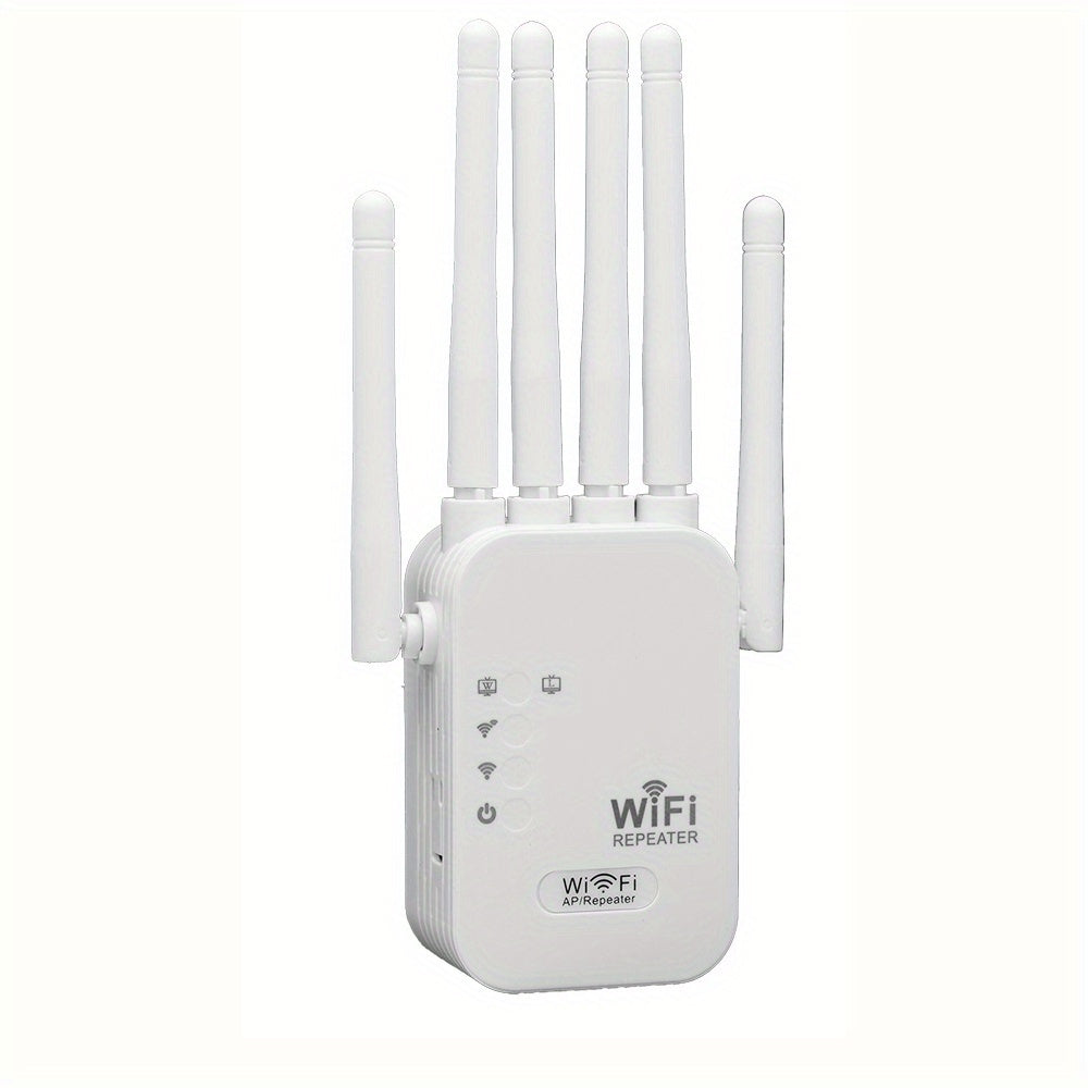 Momotor WiFi Extender - Supports WiFi6 with 1200Mbps speed, six antennas for enhanced signal, AP Mode, Ethernet compatible for stable remote work and online learning, US Plug.