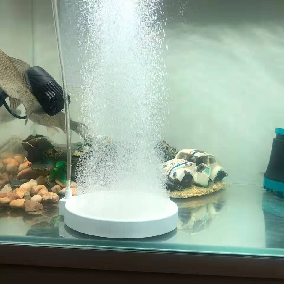 Nano air stone oxygen diffuser for aquariums - PVC high-efficiency air disk bubble, silent operation without battery.