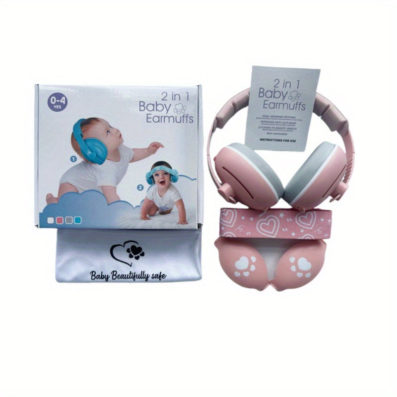 Noise Cancelling Hearing Protection Kids Earmuffs - Child-Safe Ear Protection for Ages 0-3 Years, Lead-Free ABS Material, Available in White, Blue, and Pink Colors