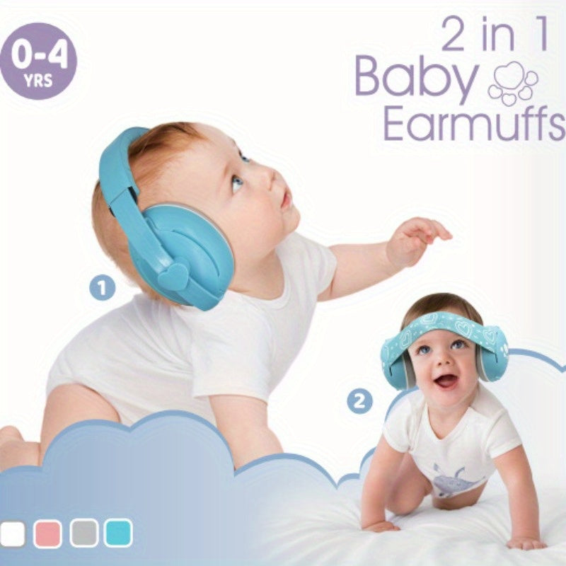 Noise Cancelling Hearing Protection Kids Earmuffs - Child-Safe Ear Protection for Ages 0-3 Years, Lead-Free ABS Material, Available in White, Blue, and Pink Colors