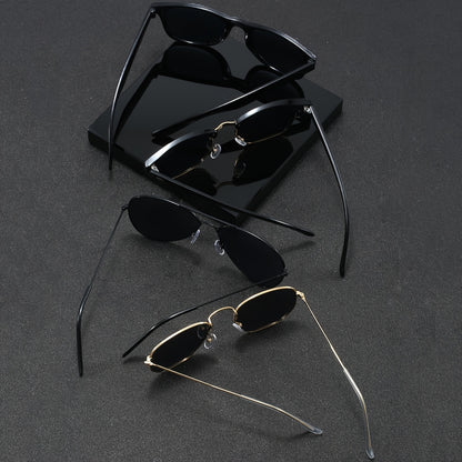 4 pairs of men's black and beige oval street casual fashion glasses for daily commuter and business use.