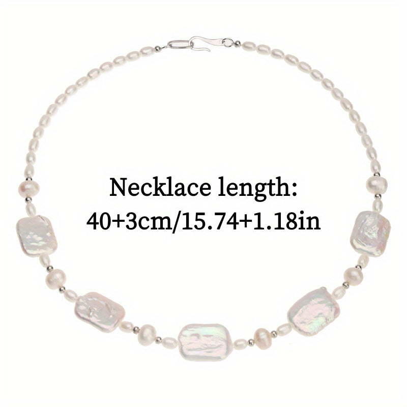 Elegant and fashionable, the ZAYCAN Baroque Art Pearl Necklace features a vintage petal design with natural freshwater pearls on a silvery body. This accessory adds a touch of vintage style to any outfit and is perfect for banquets, weddings, or as a