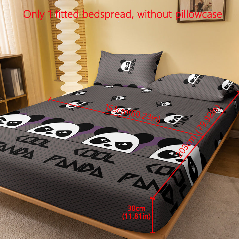 "Sovuq Panda Print Fitted Sheet, 100% polyesterdan tikilgan, faol bosma bilan. Yumshoq cho'tka mato, atrofida elastik va 29 sm gacha chuqur cho'ntaklar bilan. Mashinada yuvish mumkin, yostiq qopqog'i."