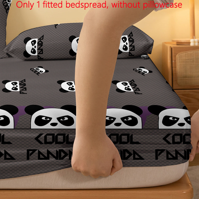 "Sovuq Panda Print Fitted Sheet, 100% polyesterdan tikilgan, faol bosma bilan. Yumshoq cho'tka mato, atrofida elastik va 29 sm gacha chuqur cho'ntaklar bilan. Mashinada yuvish mumkin, yostiq qopqog'i."