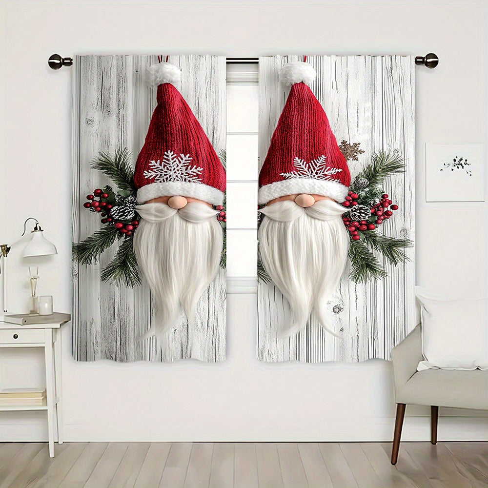 Get ready for the holiday season with this set of 2 Christmas Gnome Curtain Panels. Made from high-quality polyester, these window drapes feature rod pockets for easy hanging in your living room, bedroom, or kitchen. The digital print design adds a