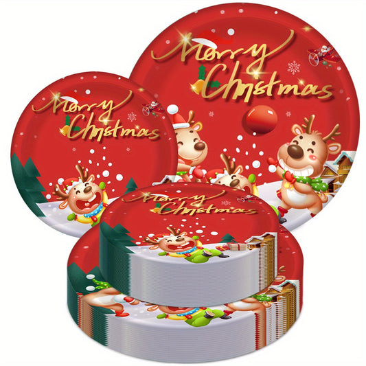 Get into the festive spirit with this 30-piece Christmas party supplies set! Includes uncoated paper plates and cups featuring a cute cartoon reindeer design. Perfect for all your holiday gatherings, from Christmas to Halloween, Easter, Hanukkah, and