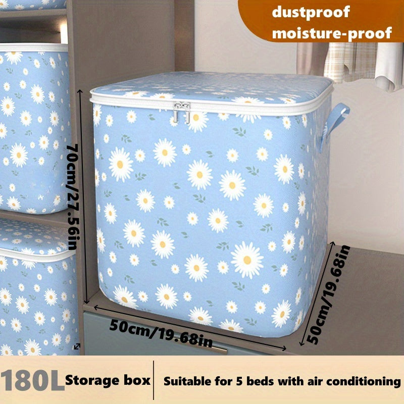 Foldable storage bag set with waterproof lining, ideal for clothes and blankets, perfect for home or travel.