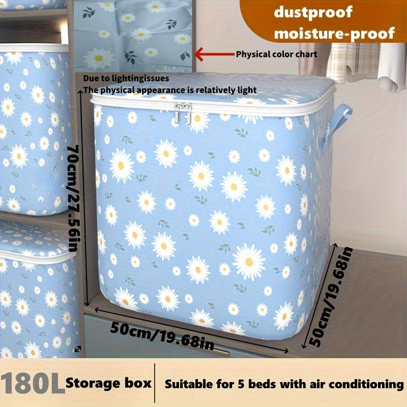 Foldable storage bag set with waterproof lining, ideal for clothes and blankets, perfect for home or travel.