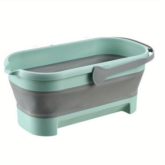 Rectangular Household Storage Bucket with Squeezer and Large Capacity for Toilet Cleaning, Portable and Folding, 1 Piece