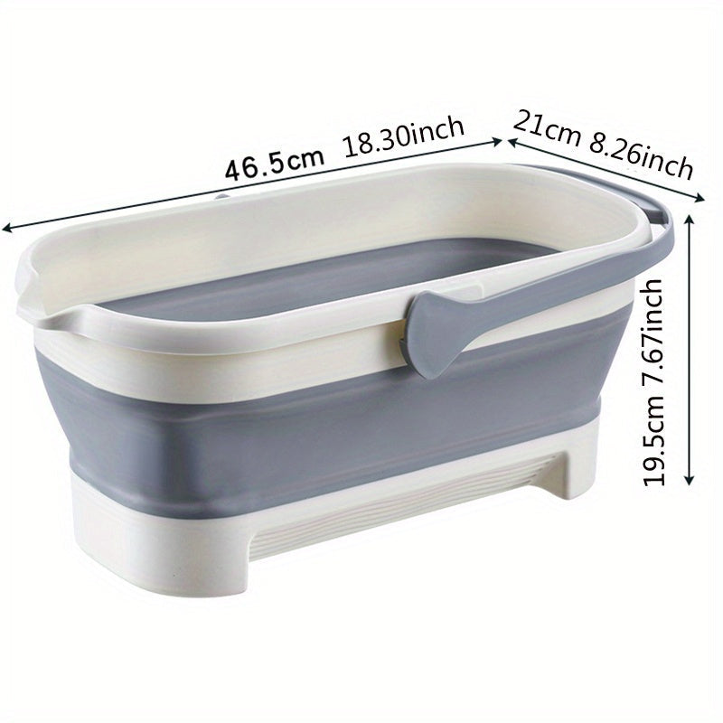 Rectangular Household Storage Bucket with Squeezer and Large Capacity for Toilet Cleaning, Portable and Folding, 1 Piece