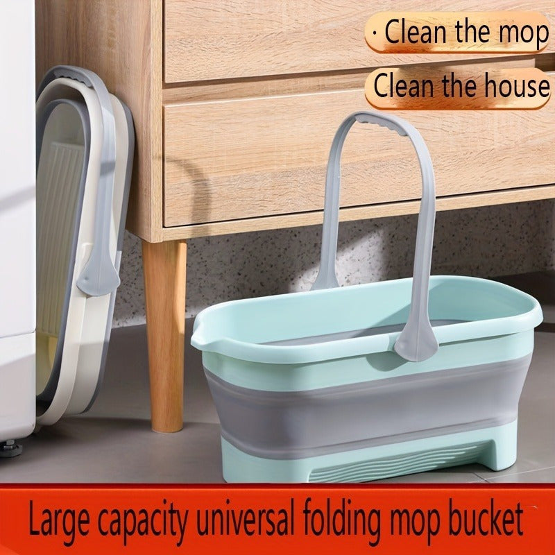 Rectangular Household Storage Bucket with Squeezer and Large Capacity for Toilet Cleaning, Portable and Folding, 1 Piece