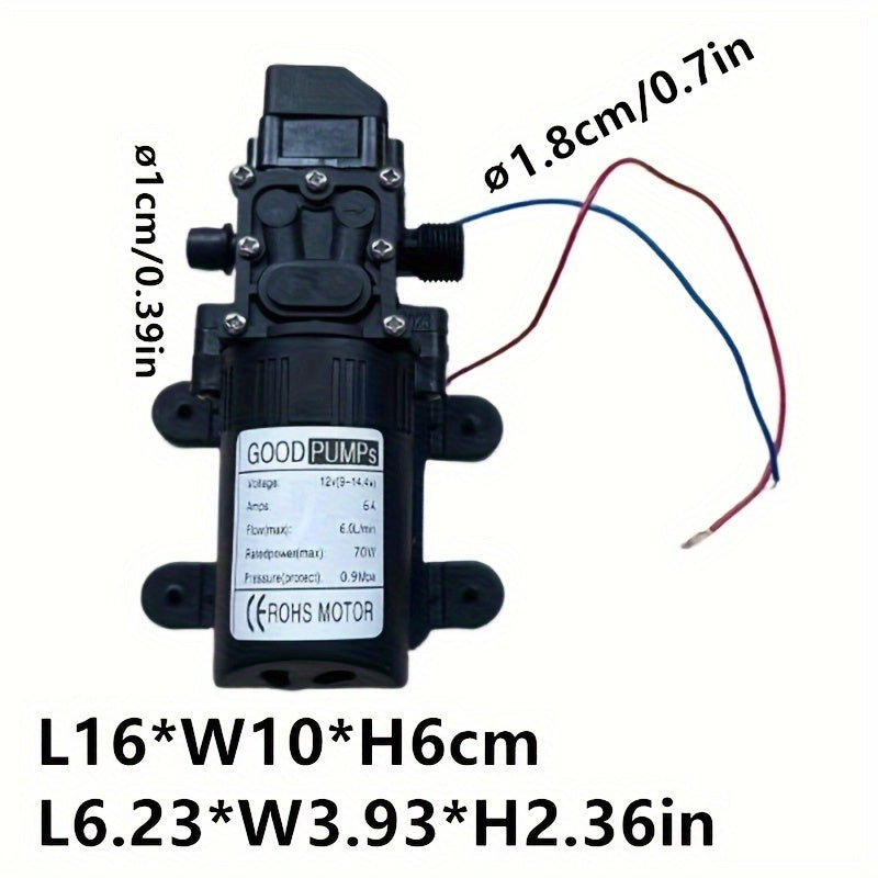 DC 12V 130PSI 1.59gal/Min High Pressure Water Pump - Self-Priming, Ideal for RVs, Boating, & Home Gardens, Easy Installation, Auto Switch.