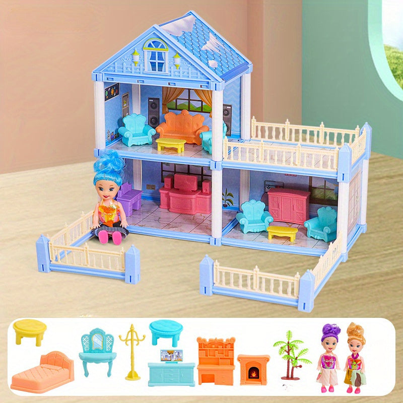 3-6 yoshdagi bolalar uchun Princess Castle Dollhouse o'yin to'plami, mebellar bilan birga, tasavvur o'yinlari uchun ideal.