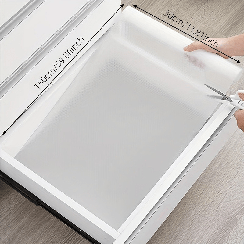 Effortlessly maintain the cleanliness and organization of your kitchen cabinets with our Transparent PET Kitchen Cabinet Liner. This waterproof, dust-proof, and non-slip liner boasts a textured grip for added stability, making it perfect for lining