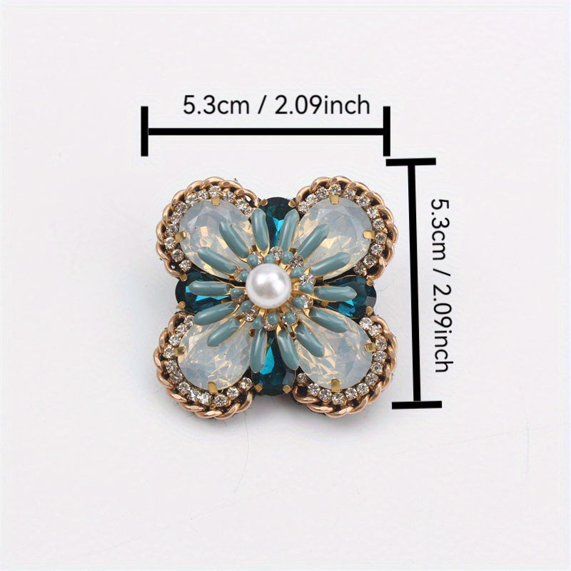 Creative statement jewelry with gemstone accents, a vintage-inspired bohemian floral enamel brooch pin designed for women.