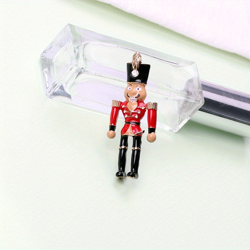 Enamel pin inspired by vintage Nutcracker design, featuring a palace-style soldier design with drip oil effect. A sophisticated accessory for modern women.