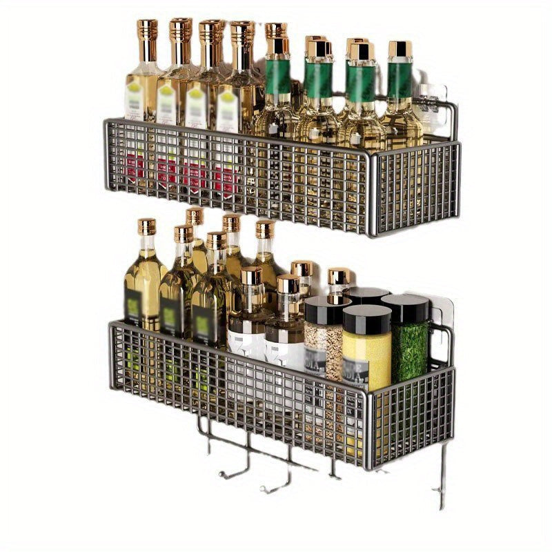 Innovative Modern Carbon Steel Mesh Storage Rack - Versatile, Stylishly Open Design, Easy to Use, Ideal for Kitchen and Bathroom, Spacious Ironware Storage Rack for Kitchen Wall, Hassle-free Vegetable Storage without the need for drilling.