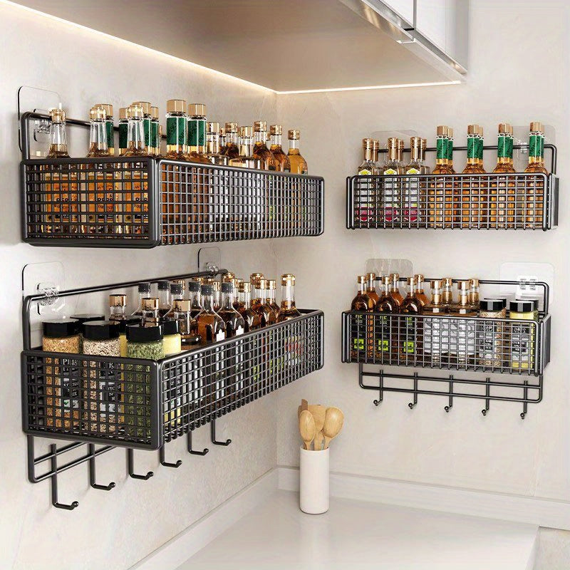 Innovative Modern Carbon Steel Mesh Storage Rack - Versatile, Stylishly Open Design, Easy to Use, Ideal for Kitchen and Bathroom, Spacious Ironware Storage Rack for Kitchen Wall, Hassle-free Vegetable Storage without the need for drilling.