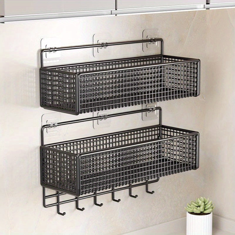 Innovative Modern Carbon Steel Mesh Storage Rack - Versatile, Stylishly Open Design, Easy to Use, Ideal for Kitchen and Bathroom, Spacious Ironware Storage Rack for Kitchen Wall, Hassle-free Vegetable Storage without the need for drilling.