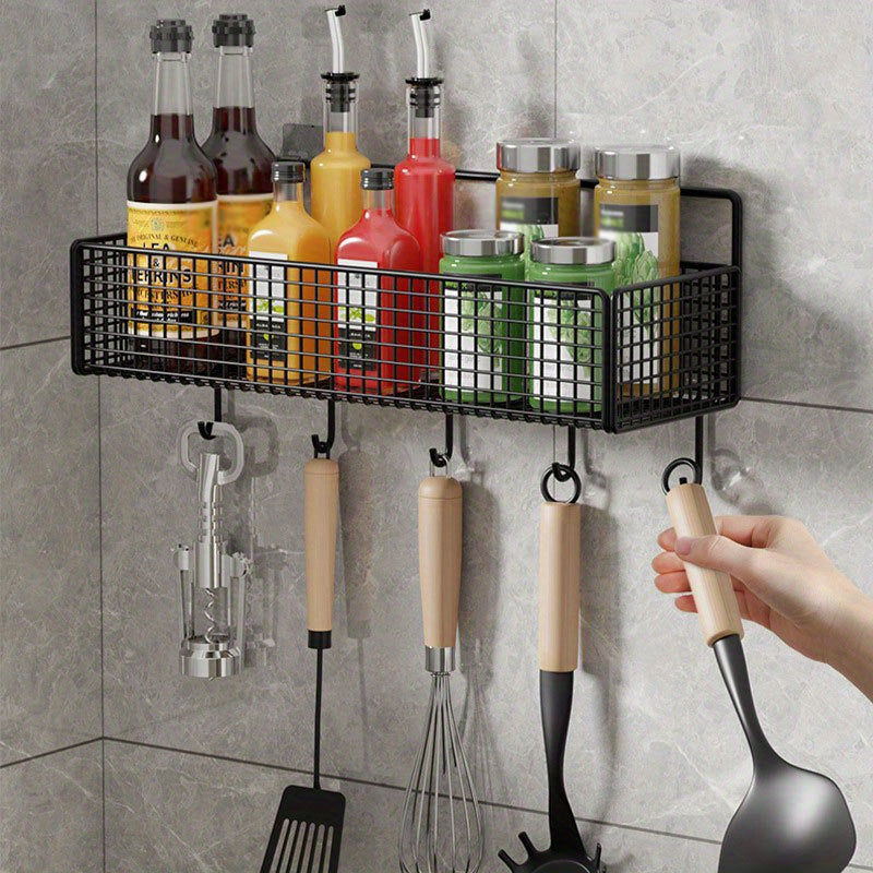 Innovative Modern Carbon Steel Mesh Storage Rack - Versatile, Stylishly Open Design, Easy to Use, Ideal for Kitchen and Bathroom, Spacious Ironware Storage Rack for Kitchen Wall, Hassle-free Vegetable Storage without the need for drilling.