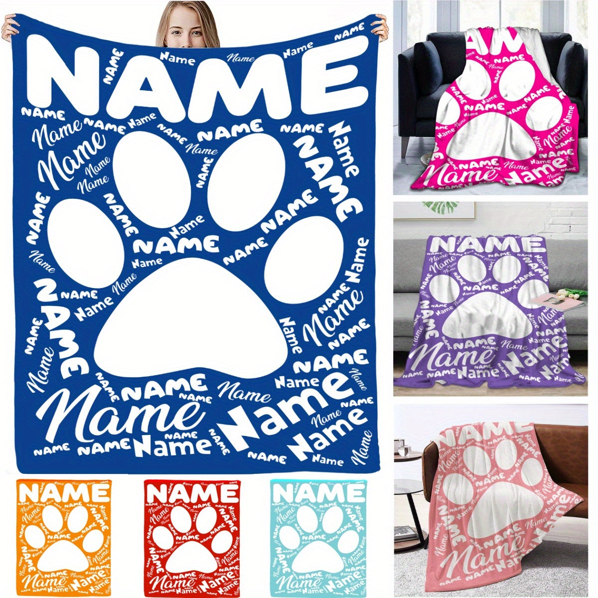 Cozy up with your furry friend's paw print on our custom flannel blanket. Personalize with their name for a warm and special touch. Perfect for snuggling on the couch, bed, or even at the office. Makes a thoughtful gift for any pet owner, family member