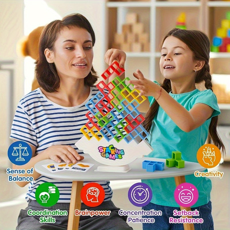 Strategic Building Block Game - Great for Family Fun Night & Kids' Parties, Perfect Gift for the Holidays like Christmas & Thanksgiving.