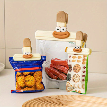 Set of 3 Adorable Cartoon Snack Clips, Versatile Food Sealers, Keep Food Fresh with Moisture-Proof Storage Clips for Kitchen, Office, School - Plastic Clips for Sealing Food Bags in Home Kitchen Storage Collection.