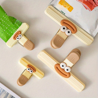 Set of 3 Adorable Cartoon Snack Clips, Versatile Food Sealers, Keep Food Fresh with Moisture-Proof Storage Clips for Kitchen, Office, School - Plastic Clips for Sealing Food Bags in Home Kitchen Storage Collection.