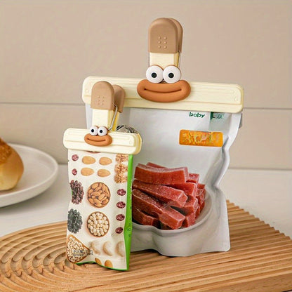 Set of 3 Adorable Cartoon Snack Clips, Versatile Food Sealers, Keep Food Fresh with Moisture-Proof Storage Clips for Kitchen, Office, School - Plastic Clips for Sealing Food Bags in Home Kitchen Storage Collection.